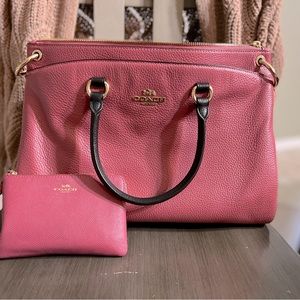 Mauve coach bag with matching wristlet